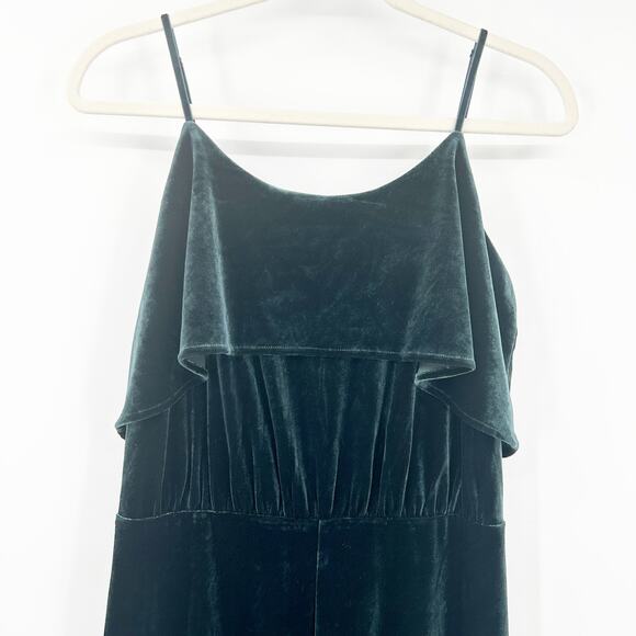 Ali & Jay Womens Party Hustle Culotte Velvet Crop Wide Leg Jumpsuit Size L Green - Picture 3 of 9